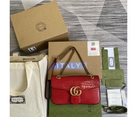 구찌 GUCCI 마몬트 퀼트 스몰 레더 숄더백