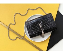 세인트로랑 YSL 크로커다일 테슬 케이트 숄더백